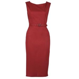 NWOT Chic Star Belted Red Pencil Dress